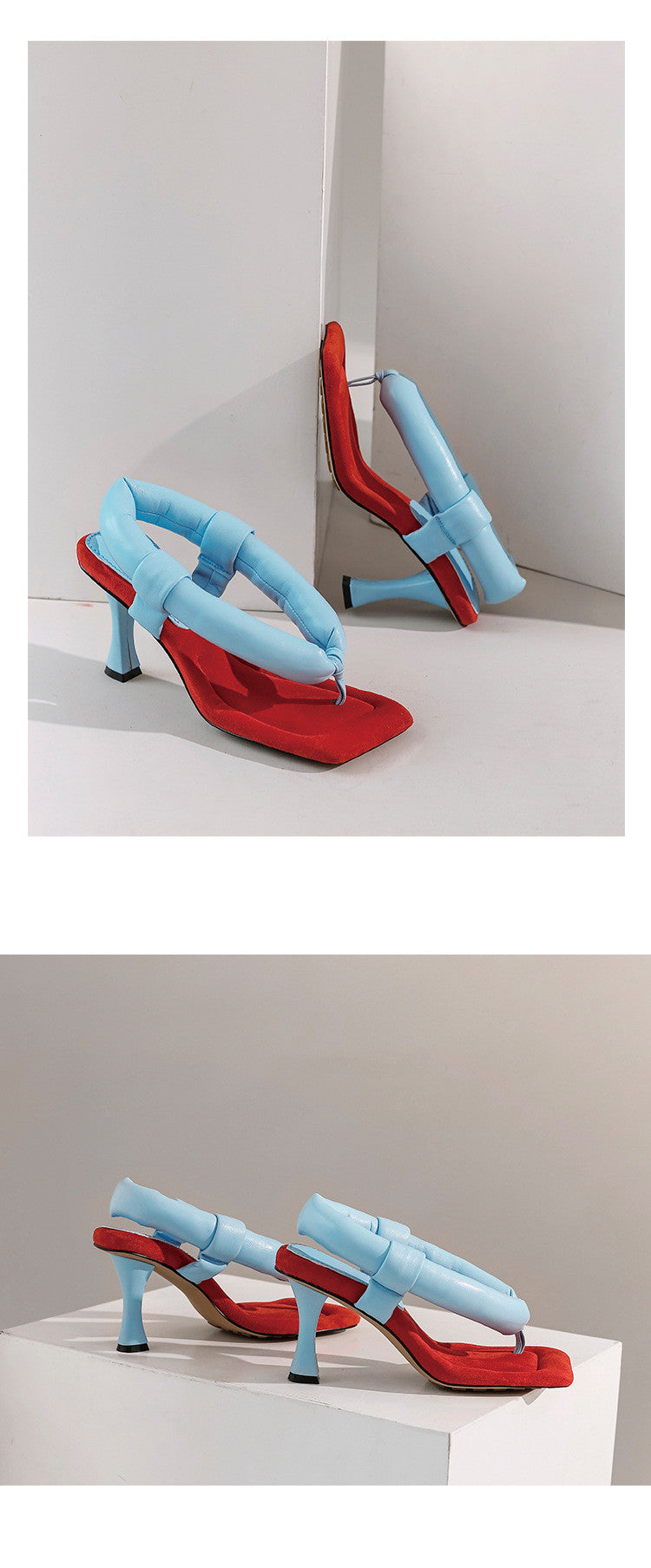 Nipped Sheepskin Sandals with Toe High Heels