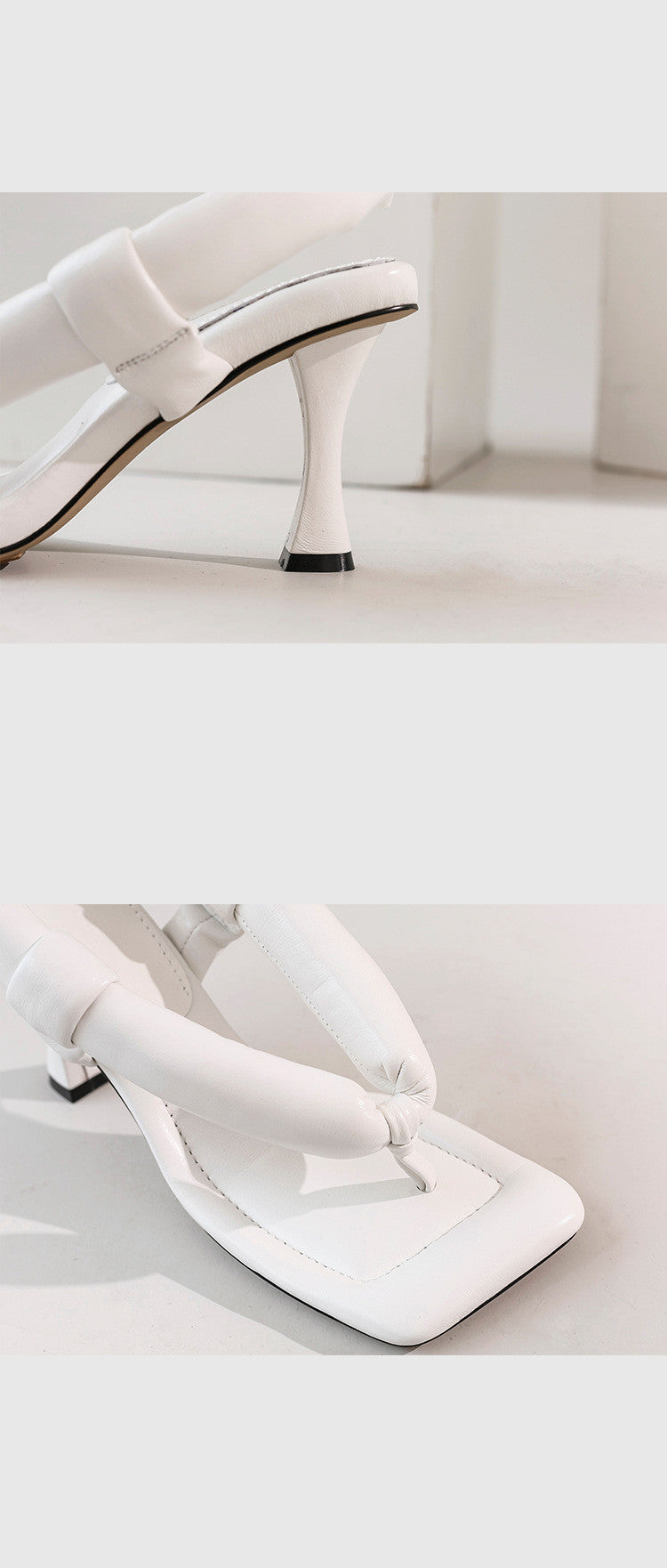 Nipped Sheepskin Sandals with Toe High Heels