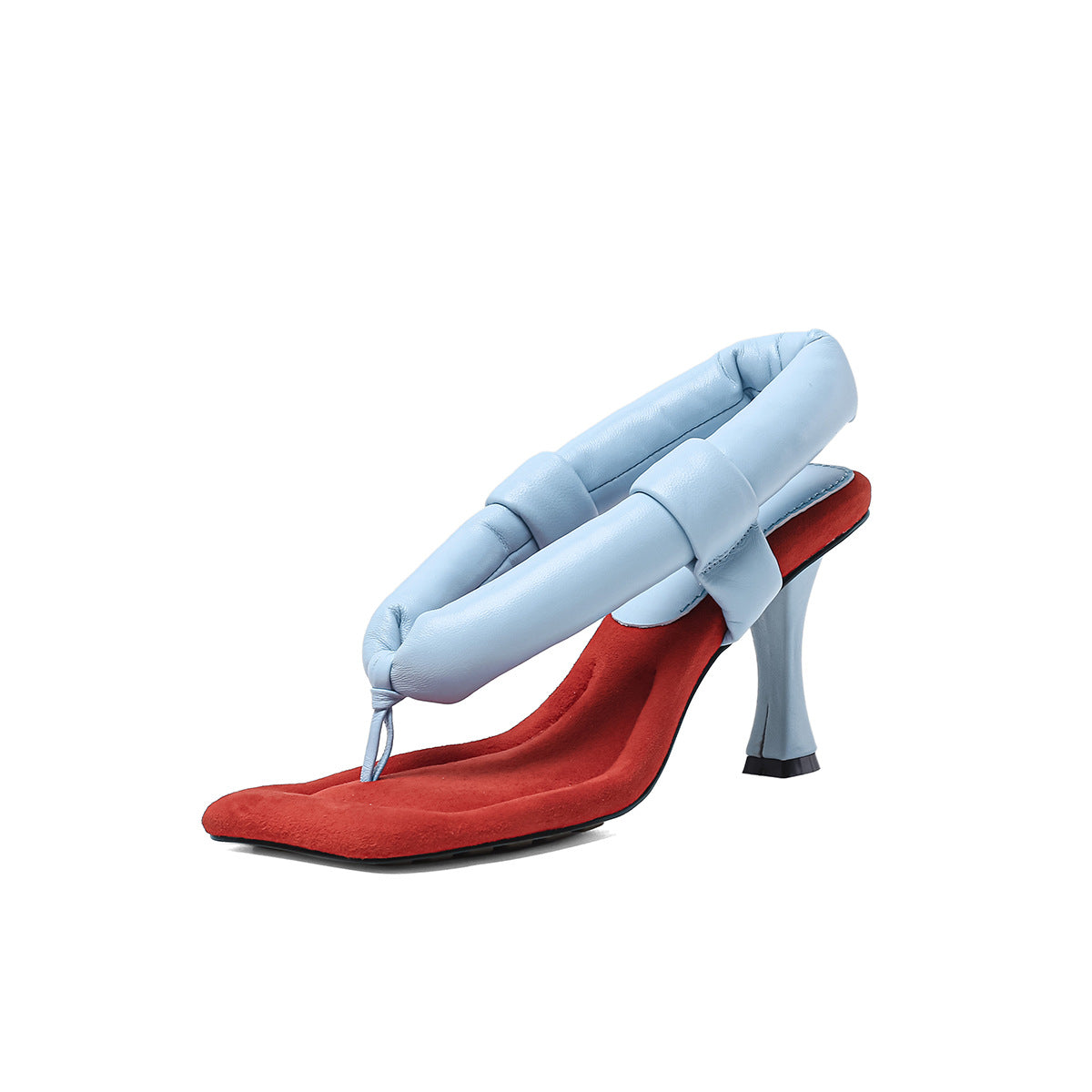 Nipped Sheepskin Sandals with Toe High Heels