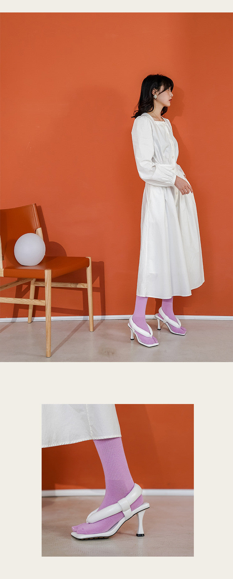 Nipped Sheepskin Sandals with Toe High Heels