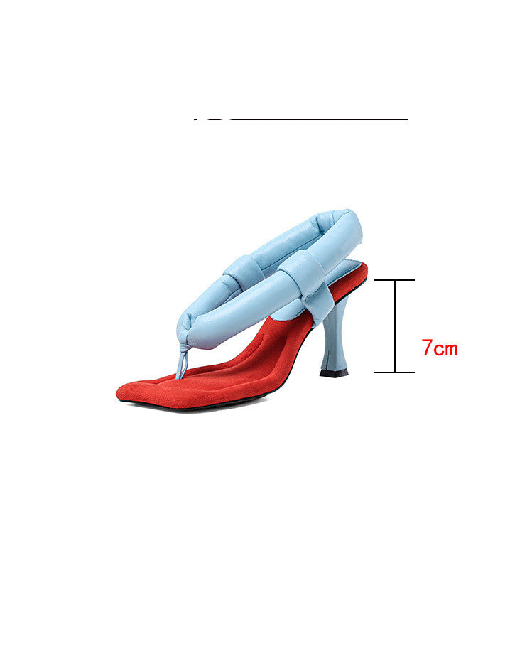Nipped Sheepskin Sandals with Toe High Heels