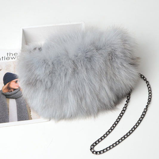 Fashion Fox Fur Warm Hand Warm Fox Fur Fur Women's Shoulder Chain Crossbody Bag