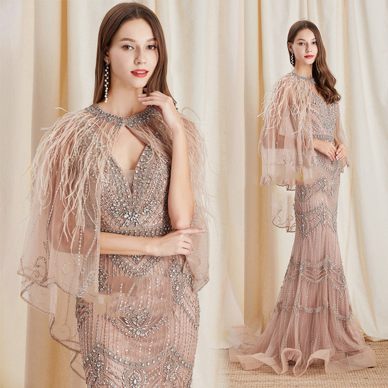 Ladies' Mermaid Dress With Shawl Is Elegant