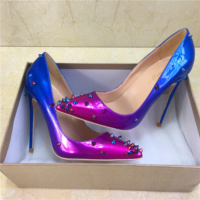 Gradient rivet high heels