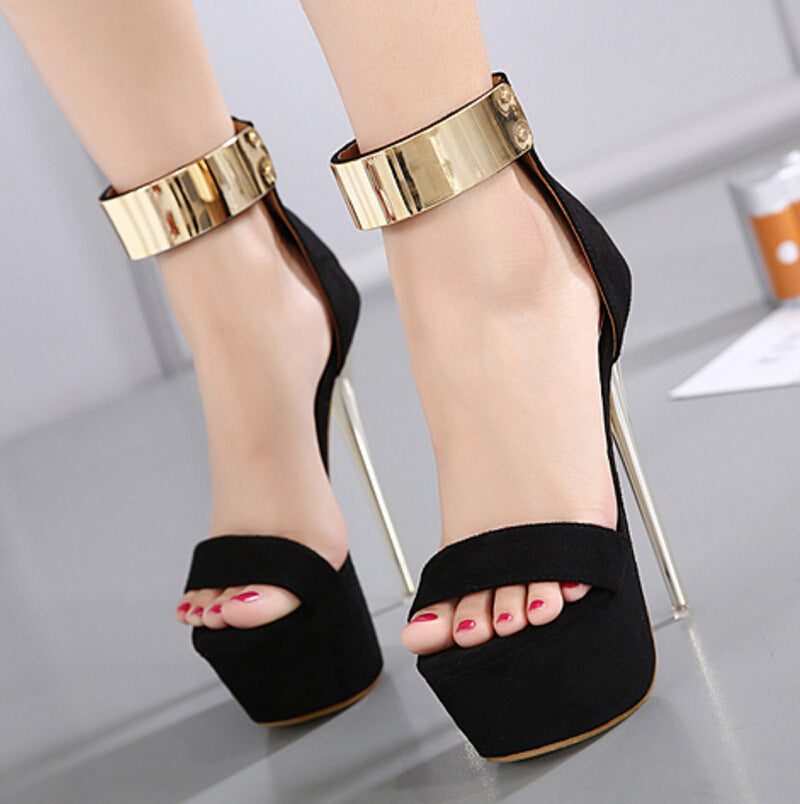 Black Waterproof platform hattian HIGH SANDALS