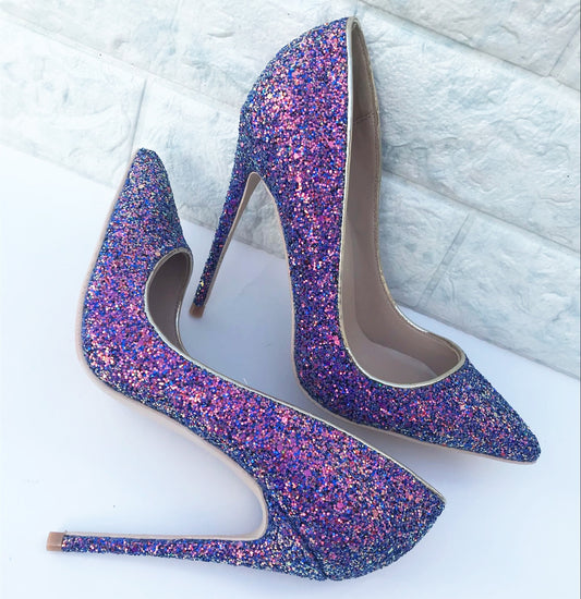 Symphony purple sequin high heels