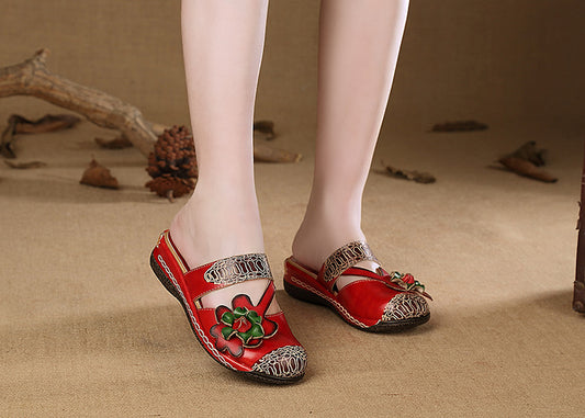 Leather Comfortable And Breathable Wedge Sandals