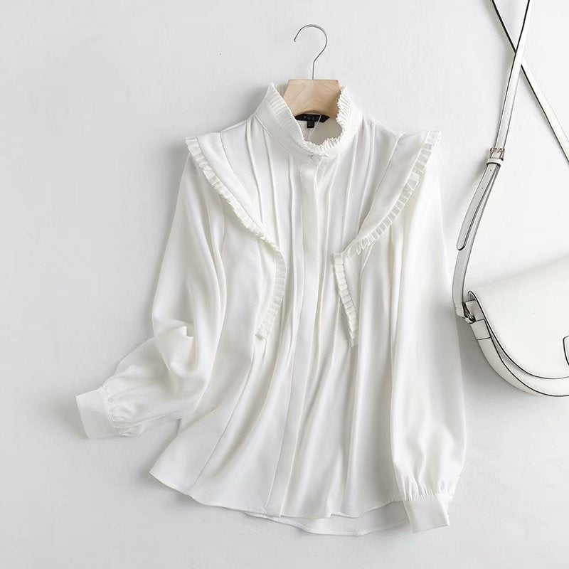 Fashion Ladies Temperament Pleated Ladies Casual Shirt