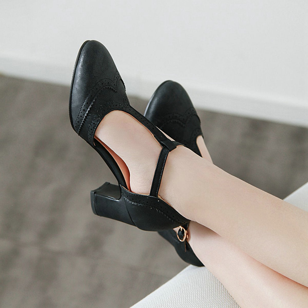 Chunky All Match Medium Heel High Pumps