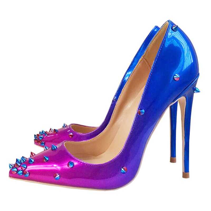 Gradient rivet high heels