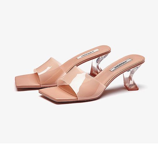 Chunky Heels Elegant Crystal High-heeled Sandals