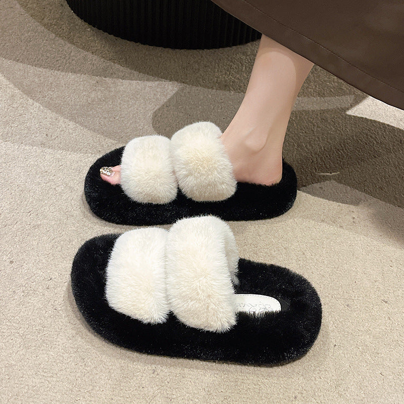 Thick Bottom Parallel Bars Fluffy Slippers