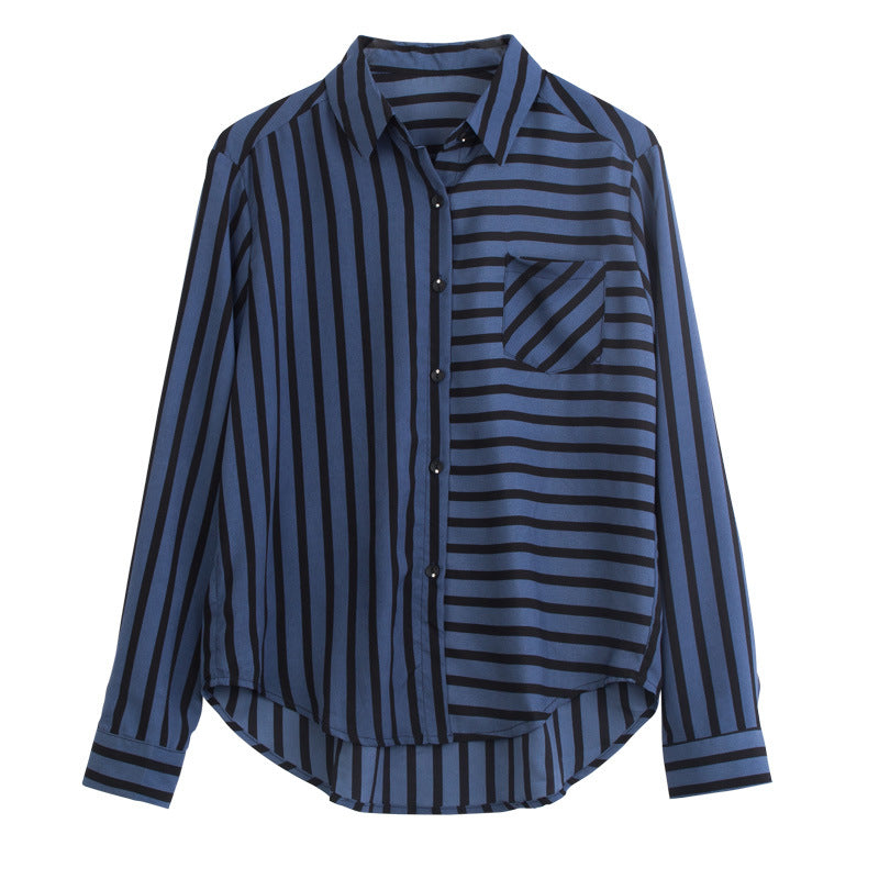 New Striped Chiffon Shirts Ladies Shirts Professional Wear Western Style