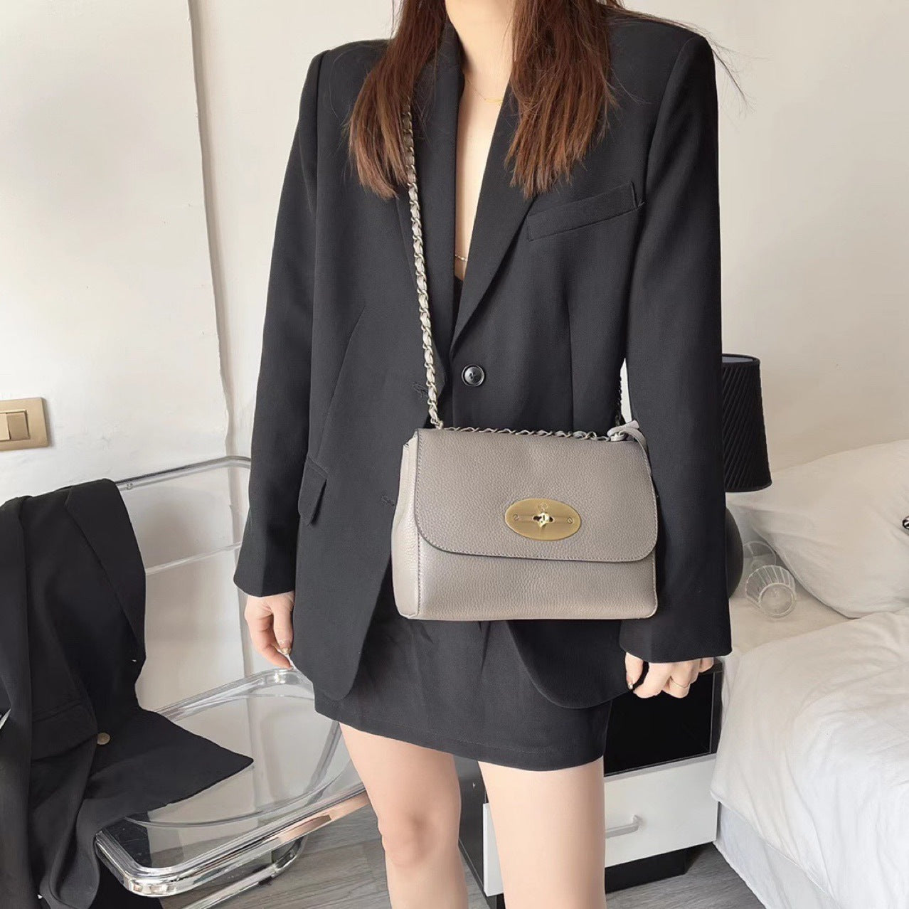 Women's Fashionable Leather Buckle Small Square Bag