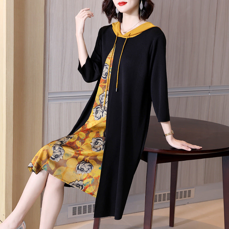 Western Style Age-reducing Little Black Knitted Dress