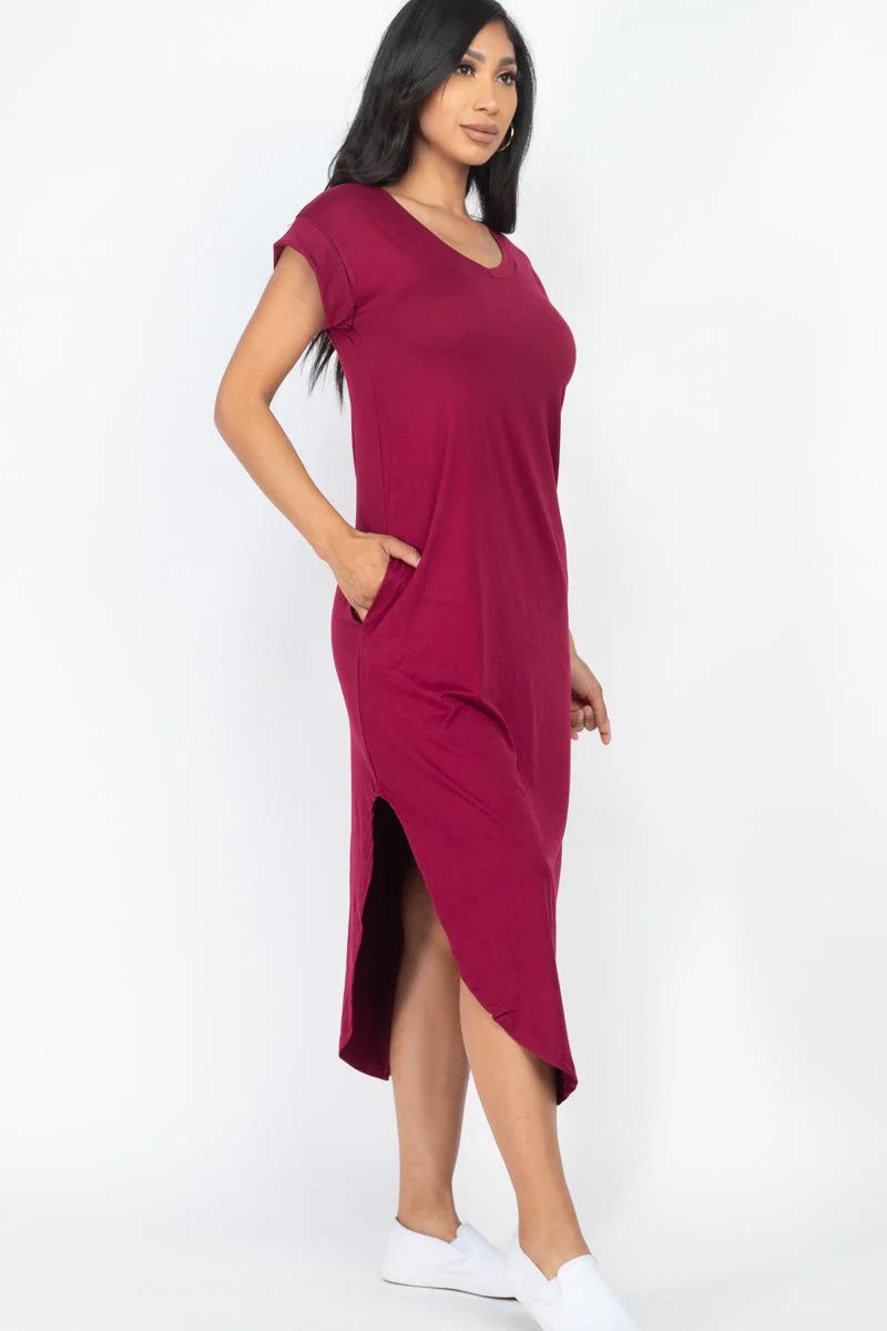 Cap Sleeve V Neck Maxi Dress (CAPELLA)