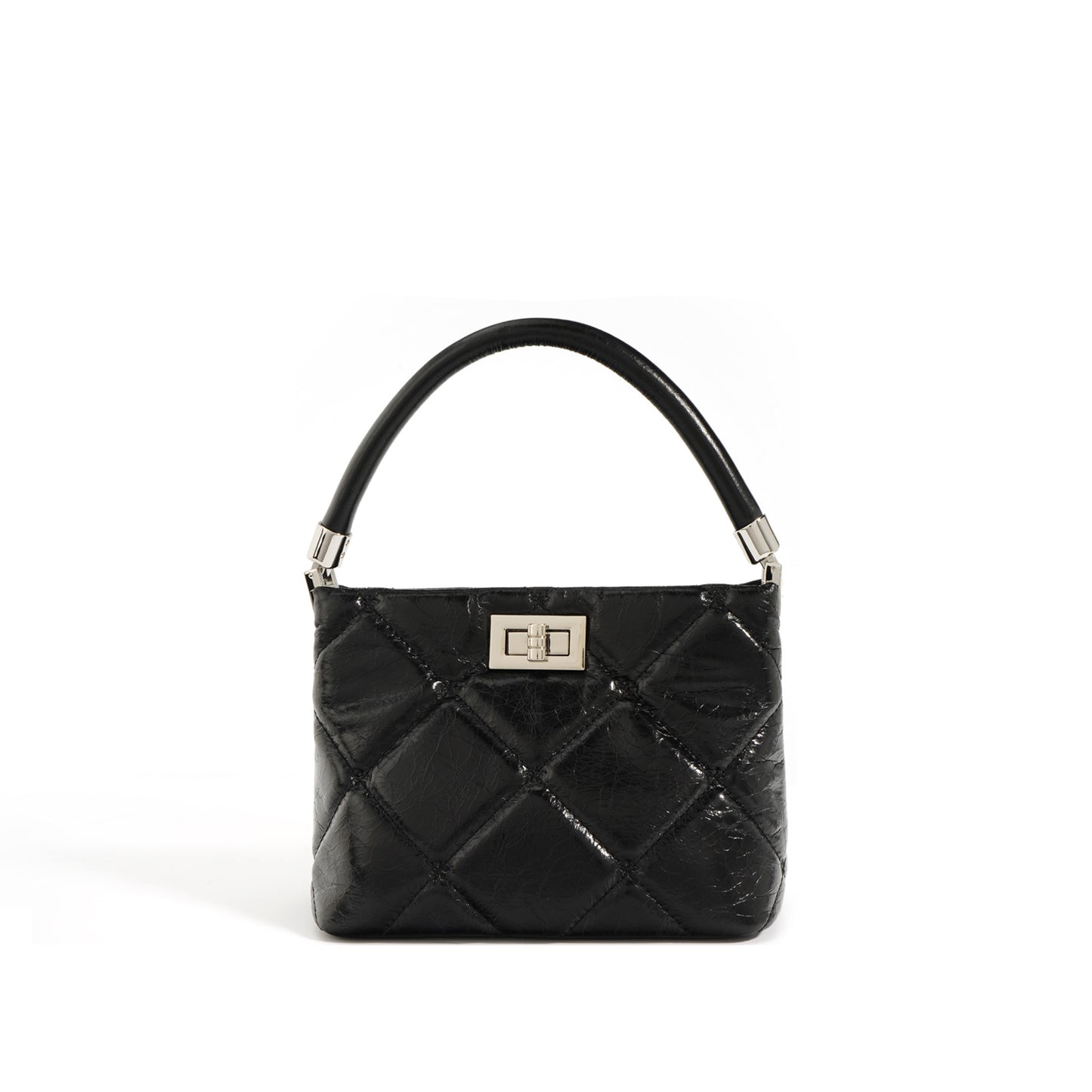 First Layer Oil Wax Cowhide Diamond Quilted Handbag