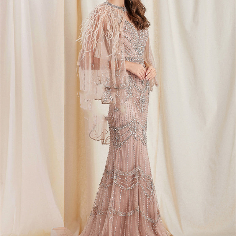 Ladies' Mermaid Dress With Shawl Is Elegant