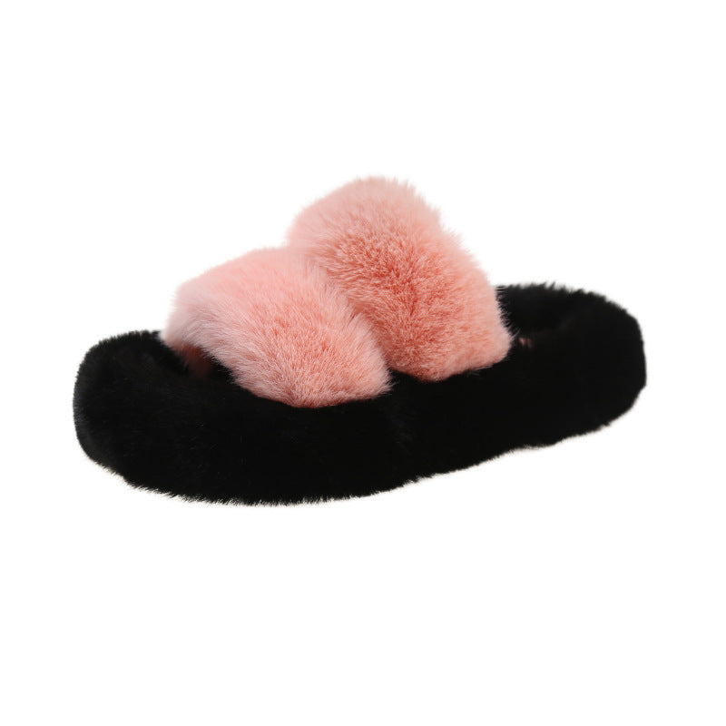 Thick Bottom Parallel Bars Fluffy Slippers