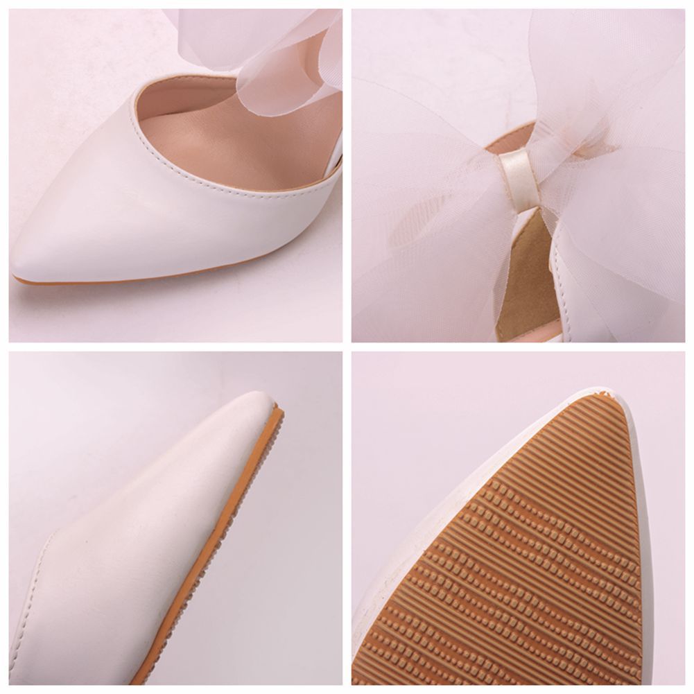 White Butterfly Flower Stiletto Heel Pointed-toe Wedding Shoes