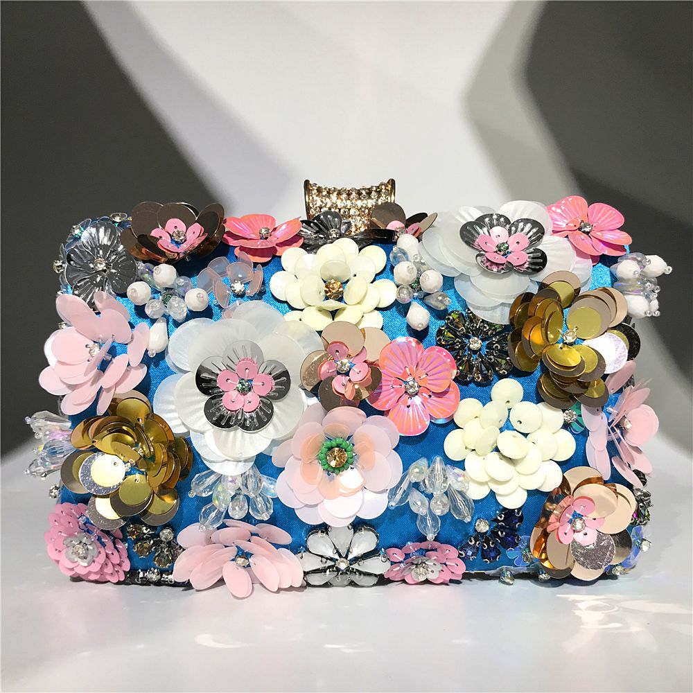 Ladies handmade colorful flower beaded bag