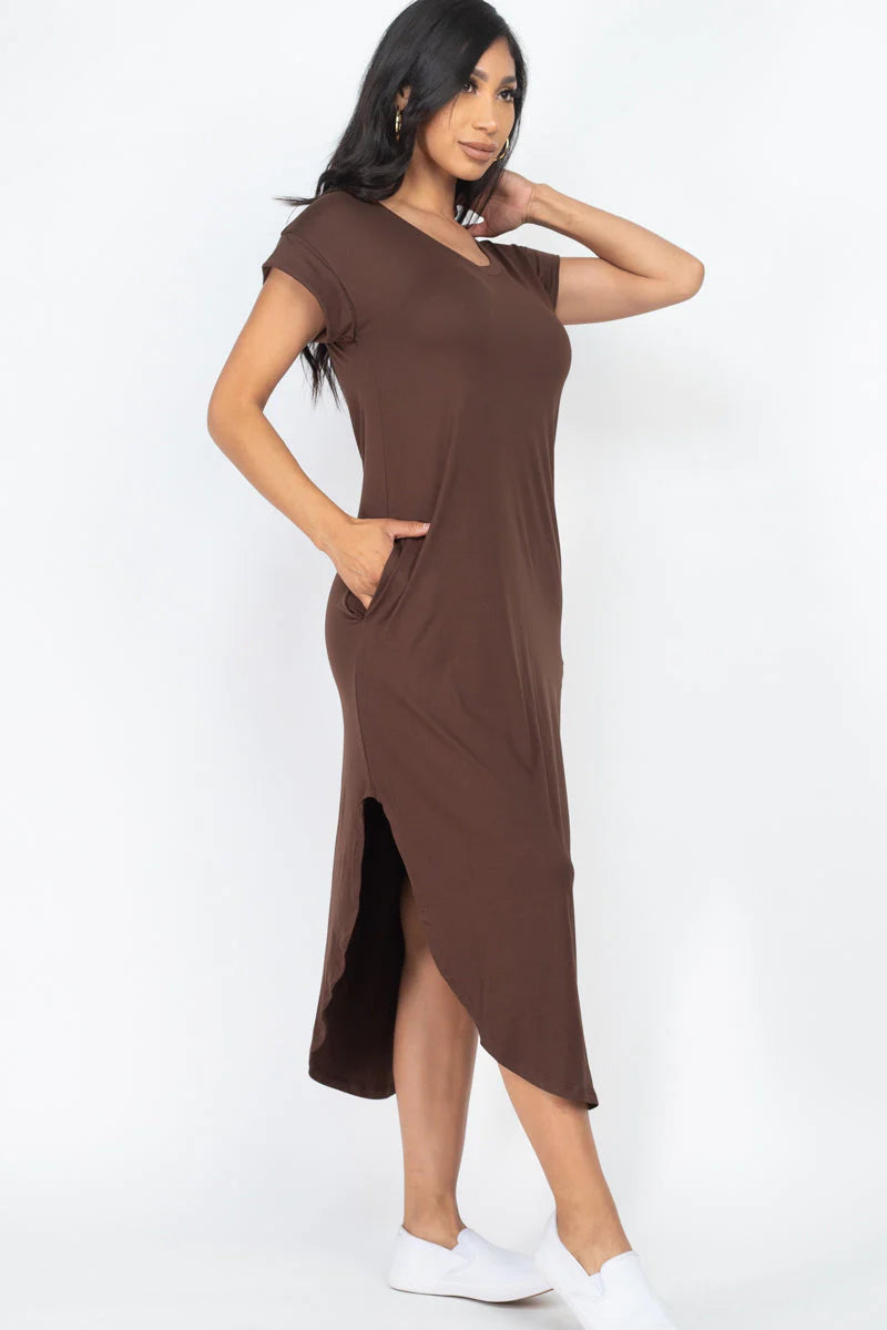 Cap Sleeve V Neck Maxi Dress (CAPELLA)