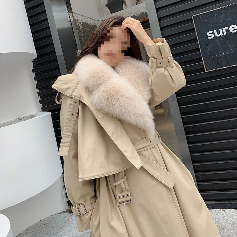 Women's Medium Length Detachable Trench Style Overcoat