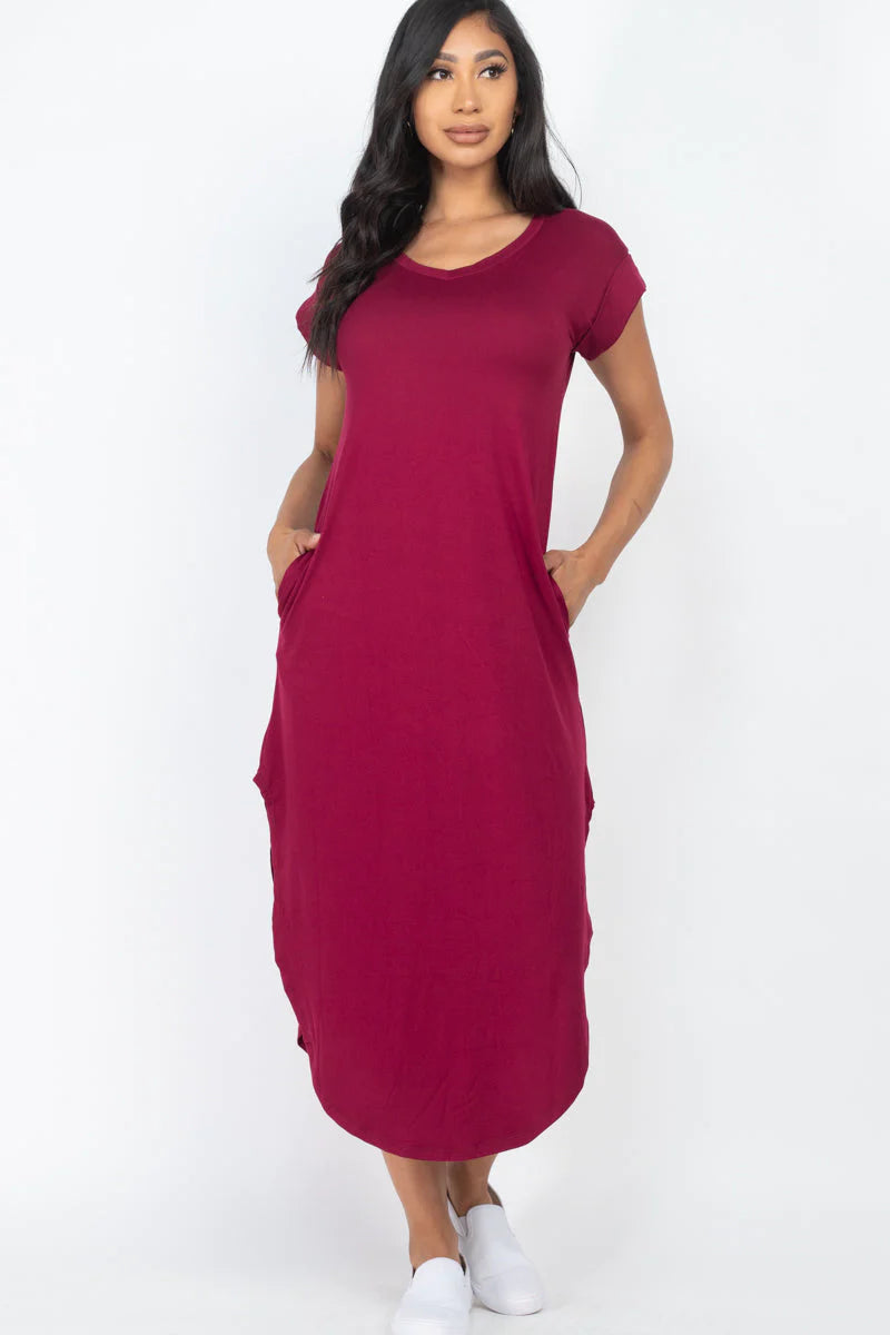 Cap Sleeve V Neck Maxi Dress (CAPELLA)