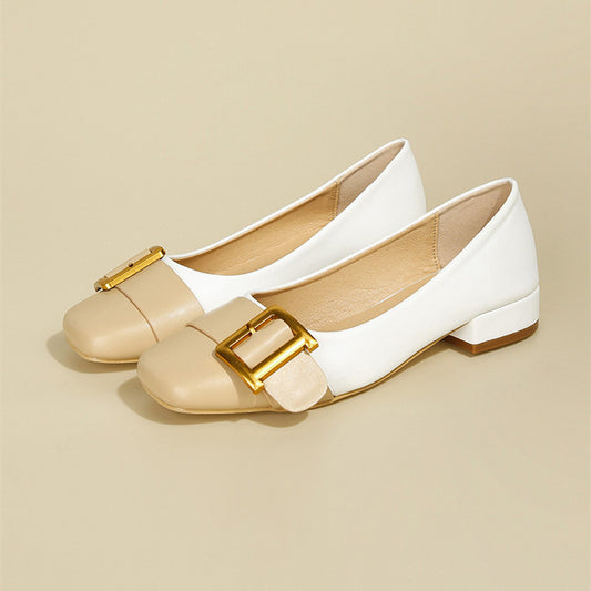 Vintage French Colorblock Belt Buckle Pumps