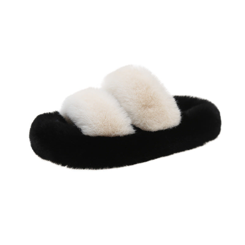 Thick Bottom Parallel Bars Fluffy Slippers