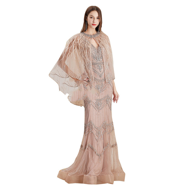 Ladies' Mermaid Dress With Shawl Is Elegant