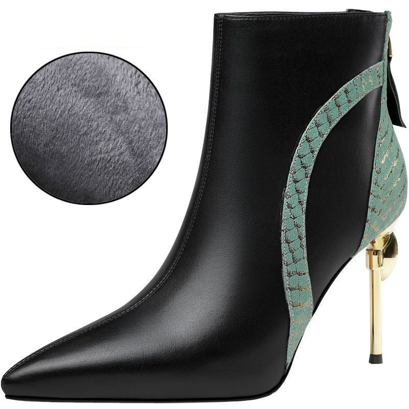 Ladies Fashion Leather Boots Niche High Heels