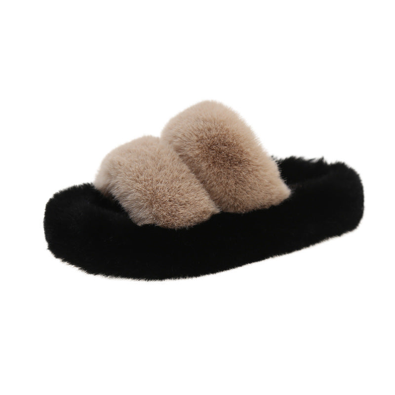 Thick Bottom Parallel Bars Fluffy Slippers