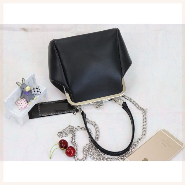 Women's Handbag Kiss Lock PU Leather Clip Bag