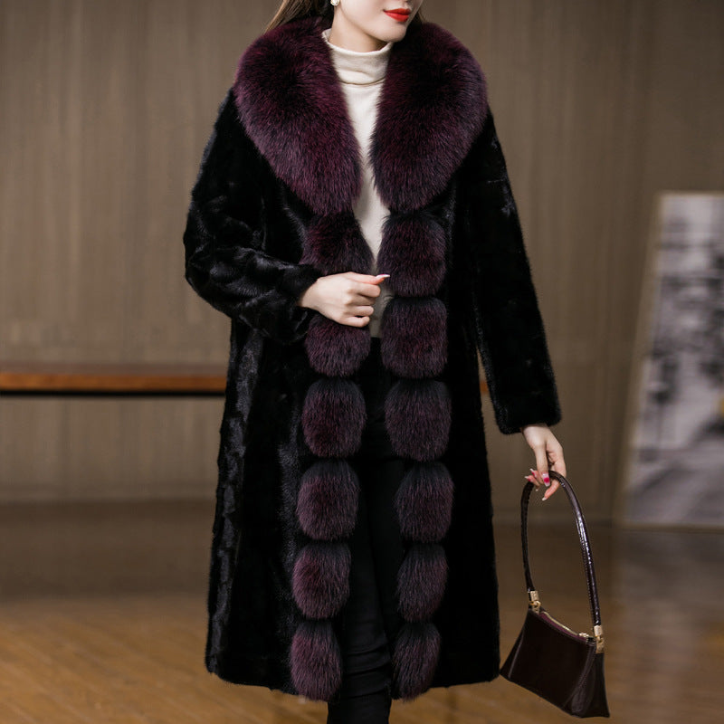 New Fox Fur Collar Mink Women's Coat