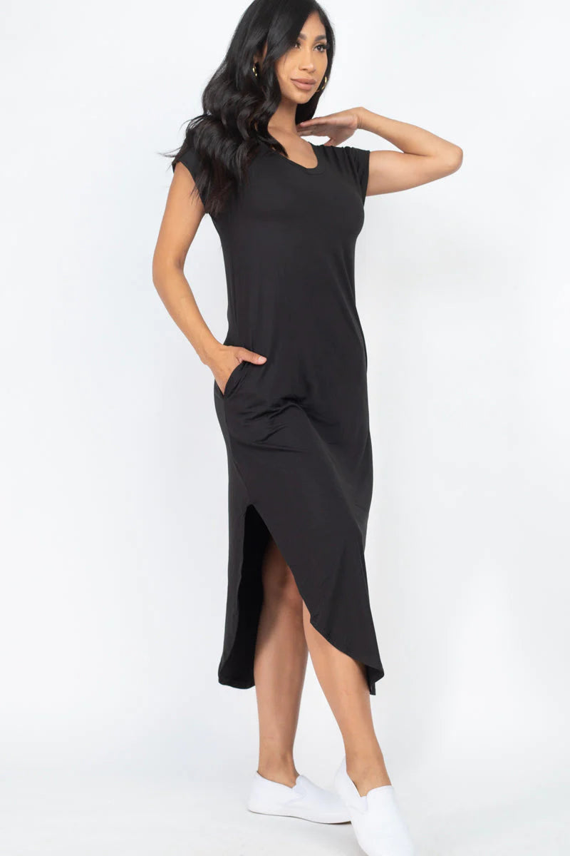 Cap Sleeve V Neck Maxi Dress (CAPELLA)